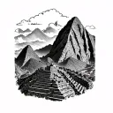 machu picchu mountains tattoo design idea