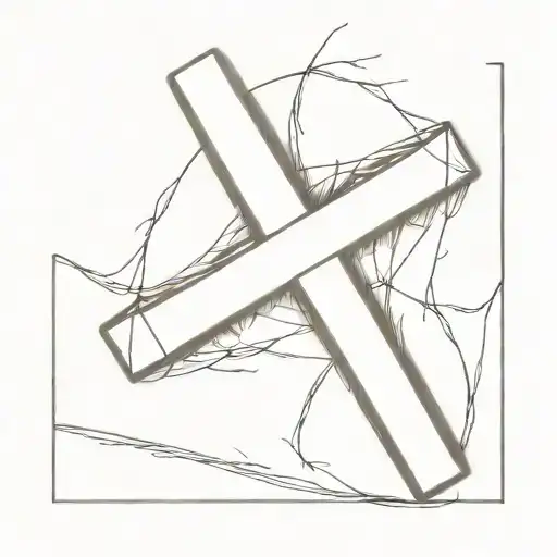 slightly sharp teeth bitting a cross tattoo design idea