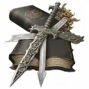 sword with bible scripture verses flowing tattoo design idea