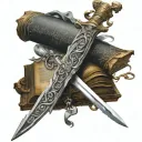 sword with bible scripture verses flowing tattoo design idea