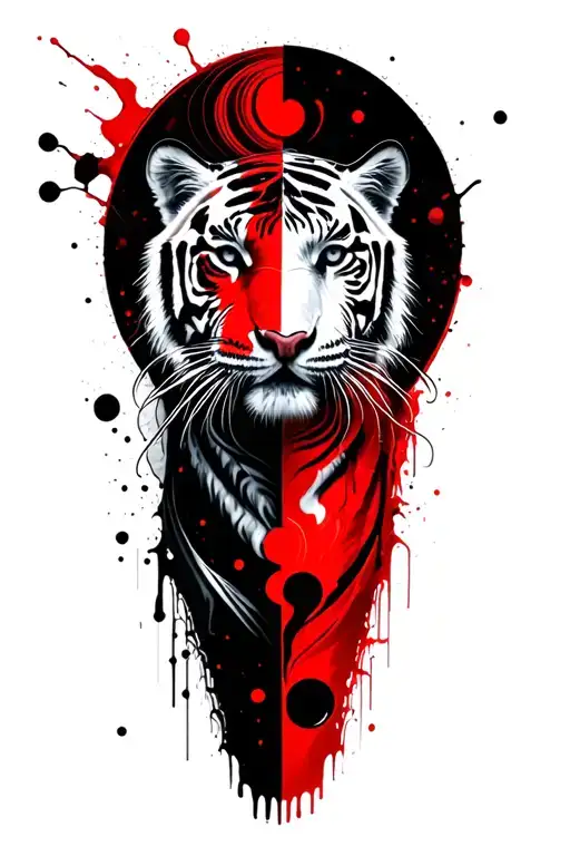 white tiger intertwined yin-yang tattoo design idea