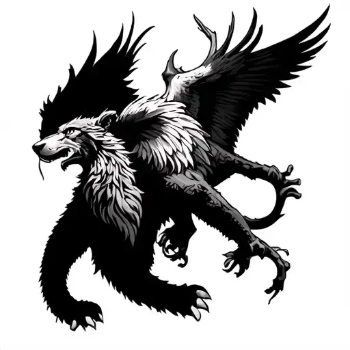 LION DEER DRAGON BUFFALLO EAGLE WOLF BEAR PHoenix TATTOO BACK SIDE tattoo design idea