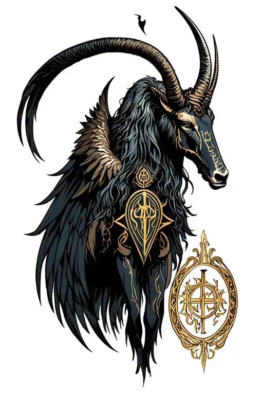 arcangel uriel with capricorn zodiac sign tattoo design idea