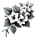 ivy leaves, gladiolus tattoo design idea