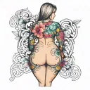 woman with big butt tattoo design idea