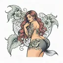 woman with big butt tattoo design idea