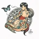 woman with big butt tattoo design idea