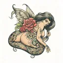 woman with big butt tattoo design idea