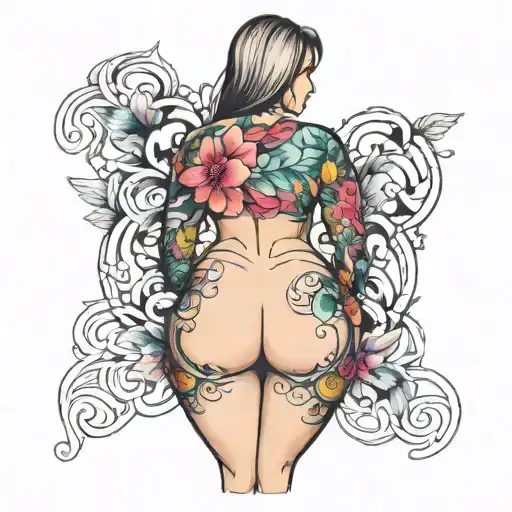 woman with big butt tattoo design idea