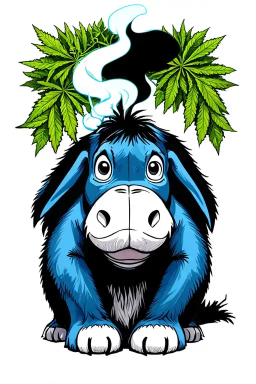eeyore smoking weed tattoo design idea