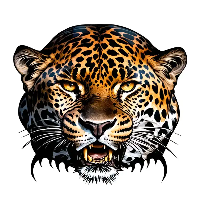 jaguar prowling scary face tattoo design idea