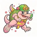 Nintendo Kirby with a small alligator friend  tattoo design idea