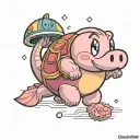 Nintendo Kirby with a small alligator friend  tattoo design idea