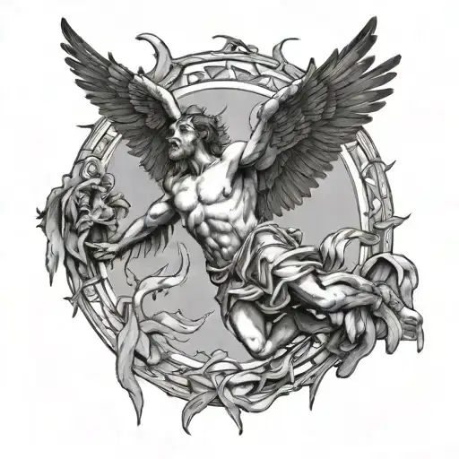 icarus falling, basic ritual tattoo design idea