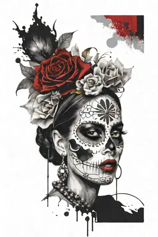 La Catrina woman face tattoo design idea