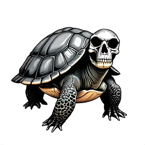 turtle with skull tattoo design idea