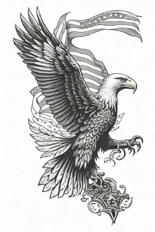American patriotic quarter sleeve eagle constitution flag tattoo design idea