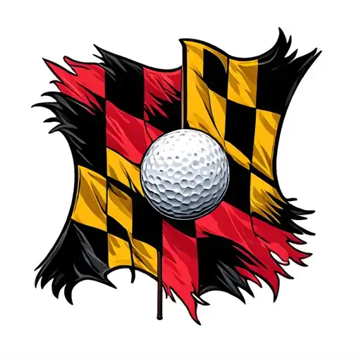Maryland flag and golf tattoo design idea