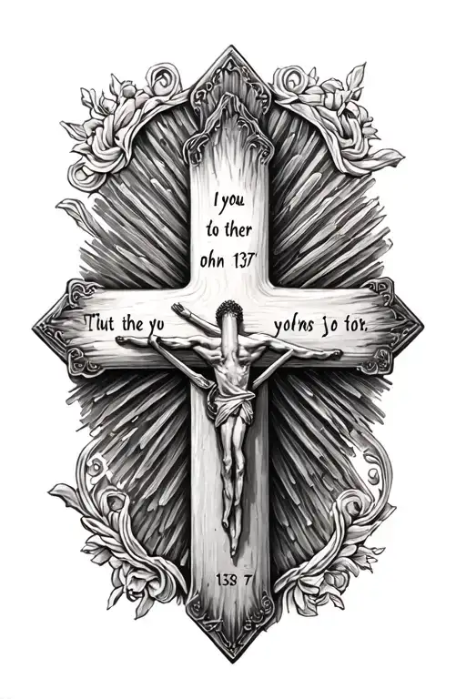 3 nail cross with john 13:7 tattoo design idea