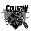 "Colson" ninja motorcycle middle of heartbeat line forming  tattoo design idea