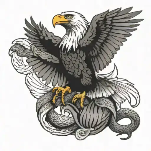 eagle and snake fighting tattoo design idea