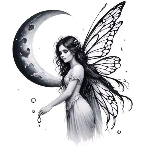 fairy an moons included The size tattoo design idea