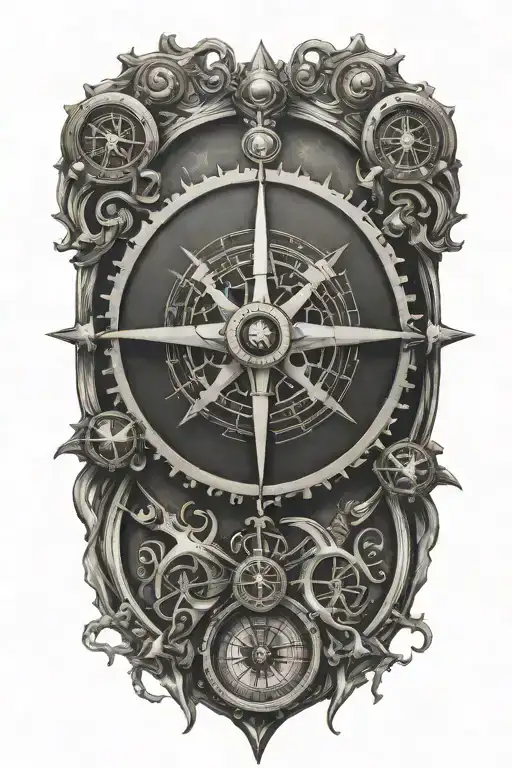 steam punk nautical compass suicide survivor symbol tattoo design idea