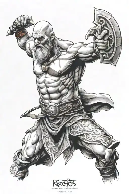 kratos and nordique symbole tattoo design idea