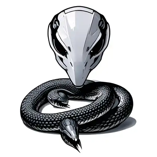 Coverup robot snake tattoo design idea