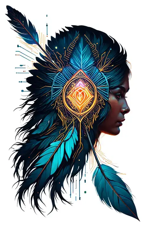 indian arrow feather beauty grace harmony inspired by Stoicism tattoo design idea