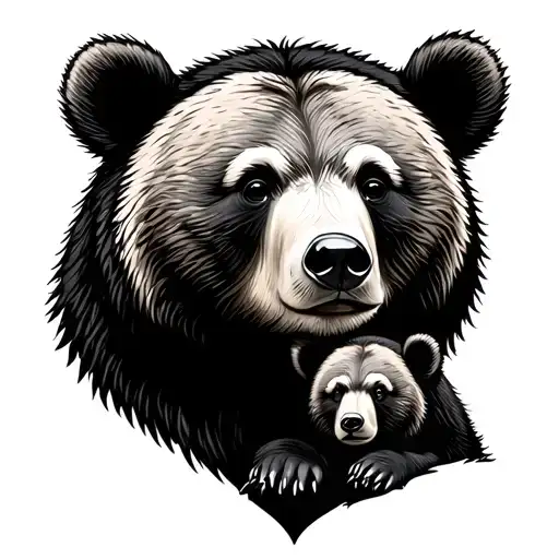 mama and baby bear tattoo design idea
