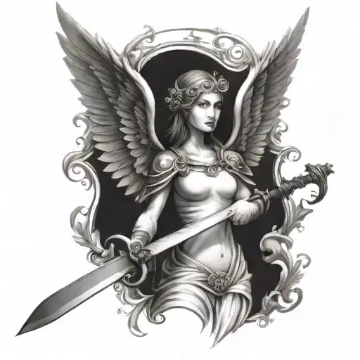 Sword Seraph angel tattoo design idea