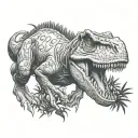 trex emerging from the jungle tattoo design idea