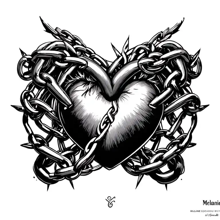 "Melanie" Coeur chain tattoo design idea