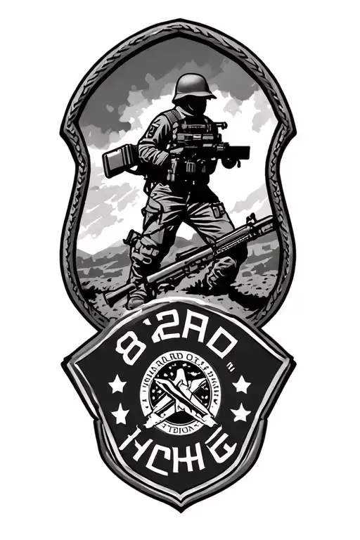 Military tattoo to be placed on the right shoulder. Please inclue the 82nd Airborne Division patch. tattoo design idea