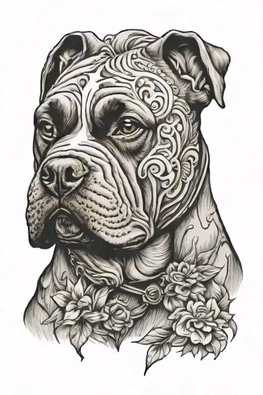 american bully dog tattoo design idea