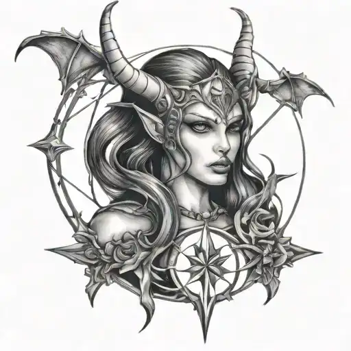 1 burning succubus, 1 freezing succubus, arrows tattoo design idea