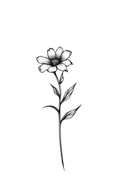 fine line violet flower in black and white tattoo design idea