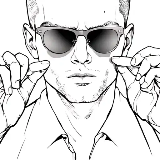 Albert Wesker holding sunglasses tattoo design idea