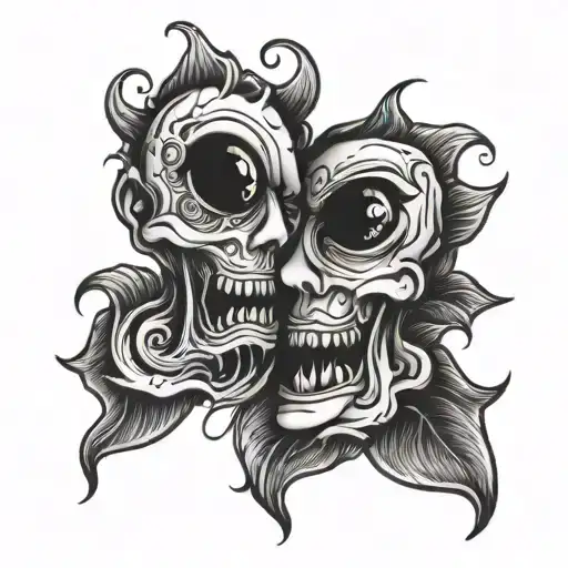 Bipolar happy sad tattoo design idea