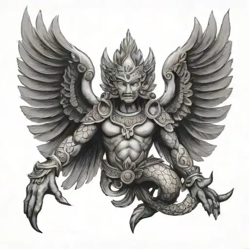 flying thai garuda Infront tattoo design idea