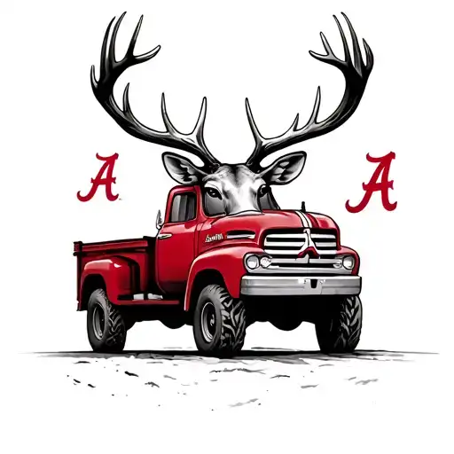 Alabama Crimson Tide, Deer, Truck, tattoo design idea