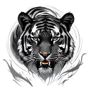 tiger emerging tattoo design idea