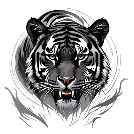 tiger emerging tattoo design idea