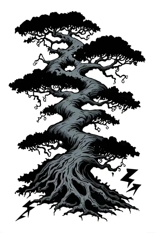 Poison Tree and lightning bolts tattoo design idea