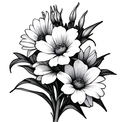 Gladiolus And Daisy tattoo design idea
