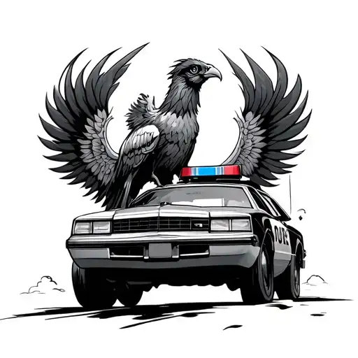 pheonix holding cop car driving tattoo design idea