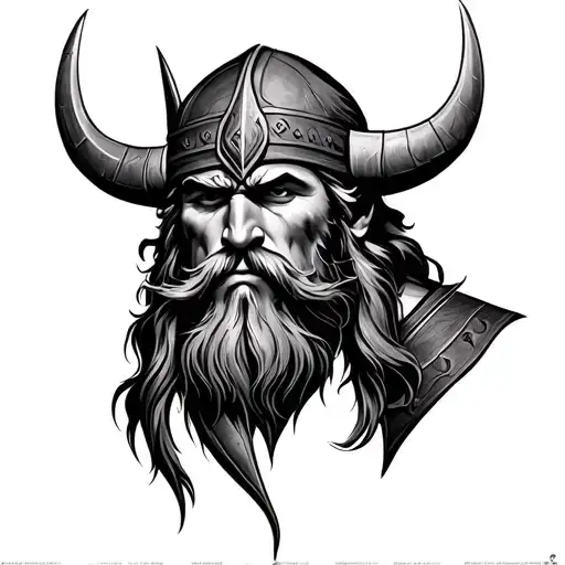 realistic Viking face fine line tattoo tattoo design idea