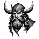 realistic Viking face fine line tattoo tattoo design idea
