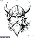 realistic Viking face fine line tattoo tattoo design idea